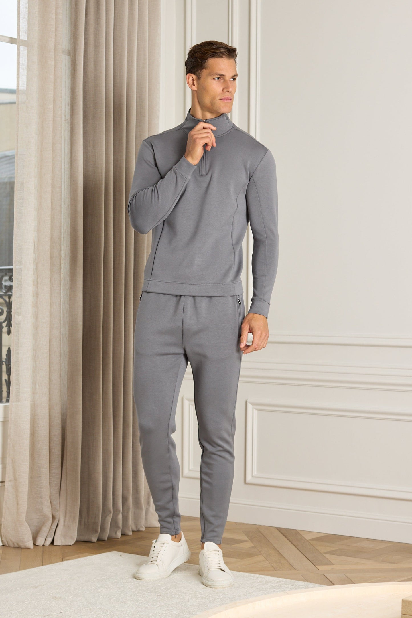 Luxe Half-Zip - Mid Grey