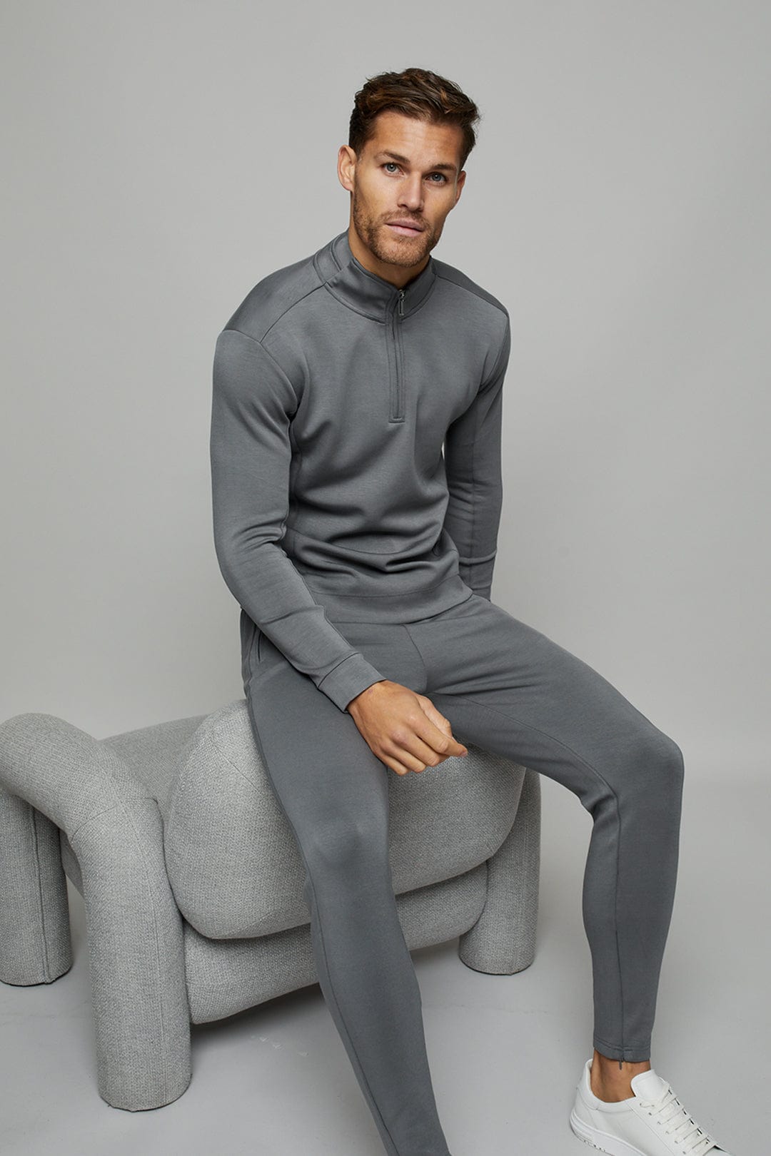 Luxe Half-Zip - Mid Grey