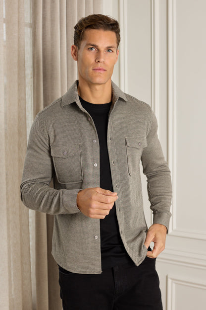 Joseph Dogtooth Overshirt - Black/Brown