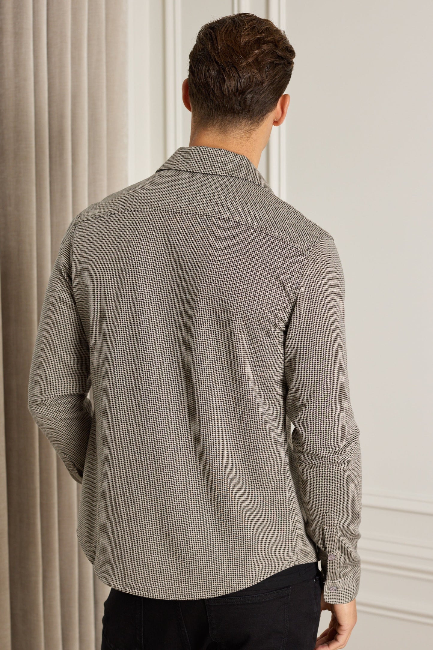Joseph Dogtooth Overshirt - Black/Brown